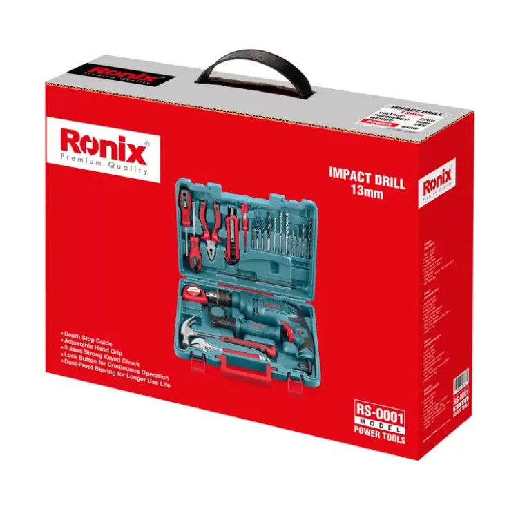 کیت دریل چکشی 13 میلی متری 650 وات رونیکس مدل RS-0001