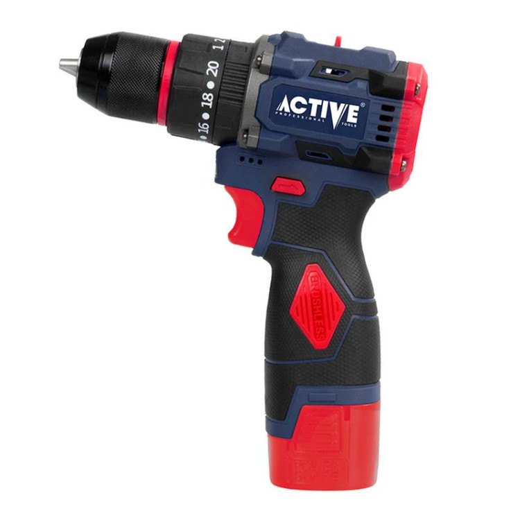 دریل پیچ گوشتی چکشی اکتیو مدل AC-3117BL باتری ۱۶.۸ ولت براشلس