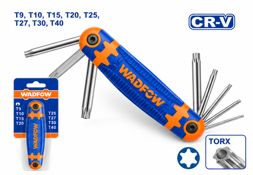 ست آچار آلن ستاره‌ای چاقویی ۸ عددی وادفو مدل WHK3281 سایز T9 تا T40