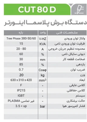 دستگاه برش پلاسما ایران ترانس مدل CUT 80D